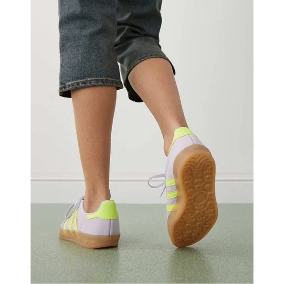 Adidas Gazelle Lilac Neon Yellow Sneakers 8 - Picture 3 of 10